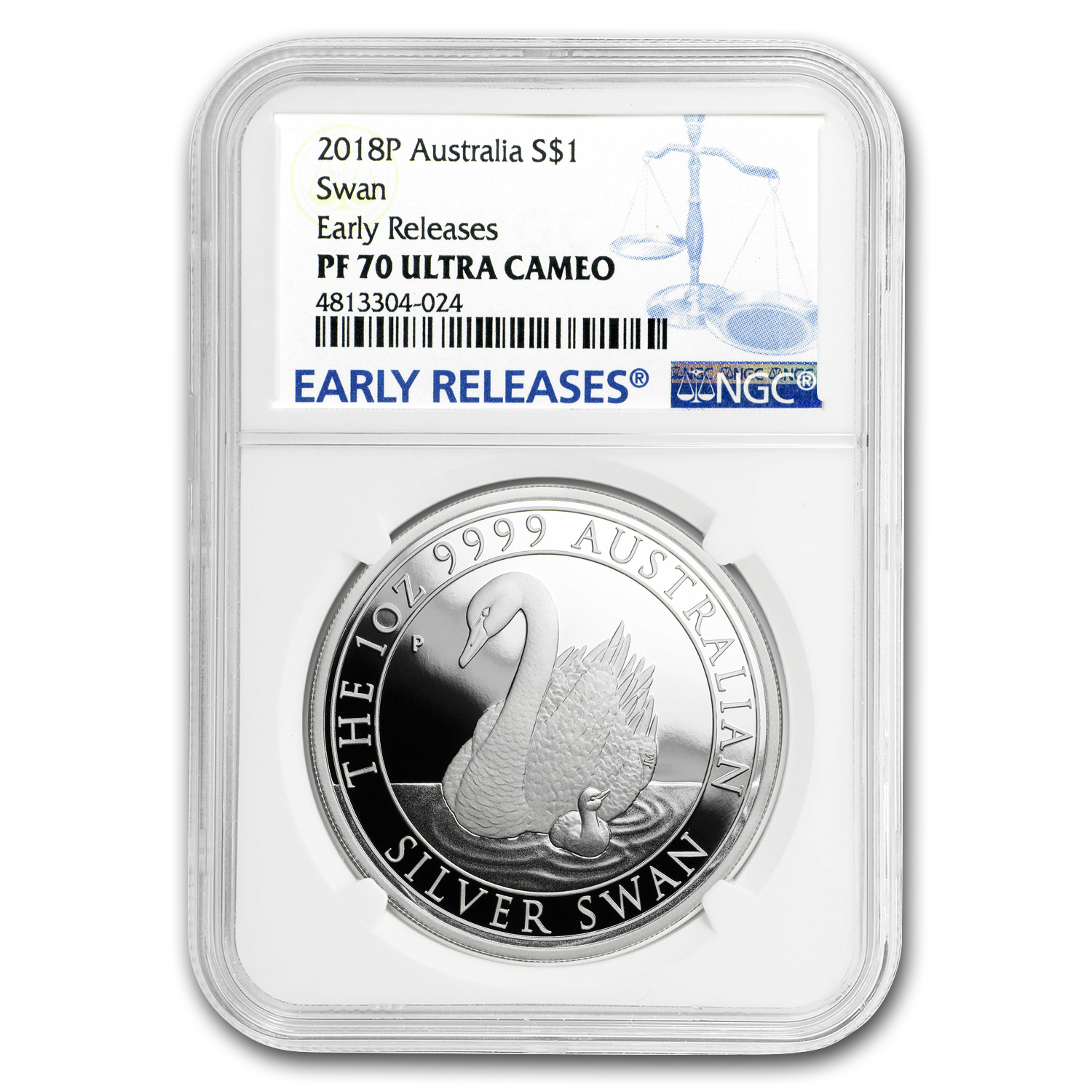 First Day of Issue 2019-P PCGS MS70 Australia Silver Swan 1 oz APMEX sealed